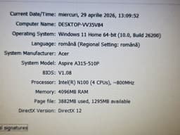 Vand laptop Acer Aspire A315--Intel N100 Turbo Speed 3.4 GHz--4GB RAM DDR5--SSD — miniatură 8